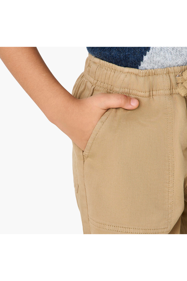 بنطال سادة مزود برباط للإغلاق وجيوب - 4