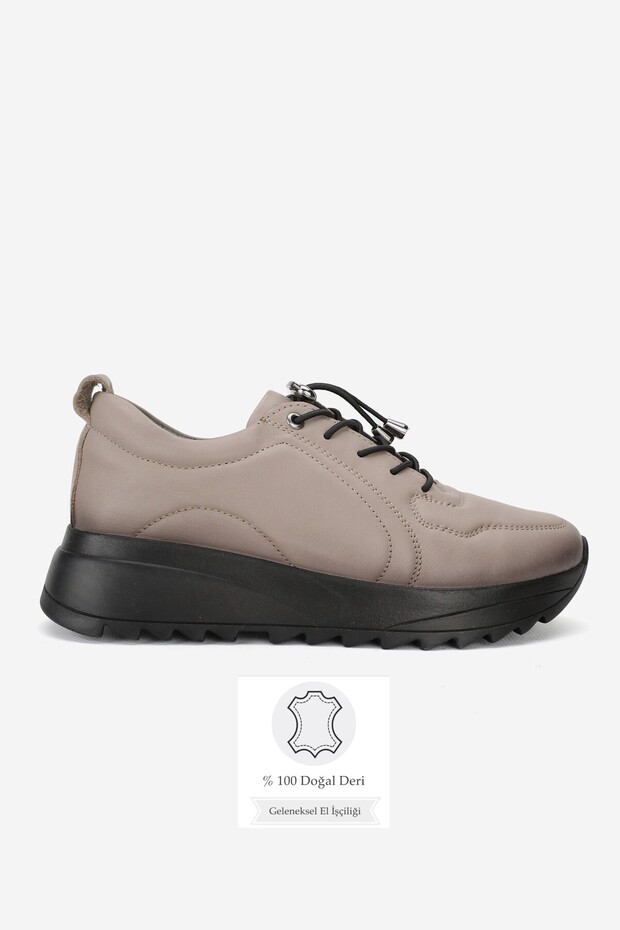 Women's Mink Color Genuine Natural Leather Smart Lace-Up Orthopedic Shoes