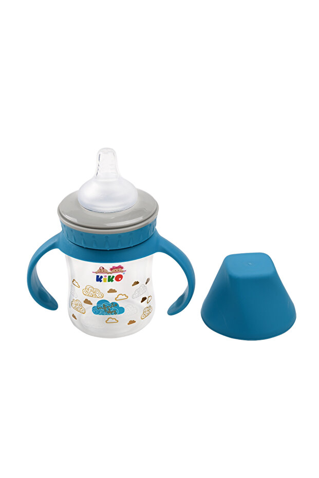WIDE NECK FEEDING BOTTLE WITH HANDLE 125ML (3 +)-Blue