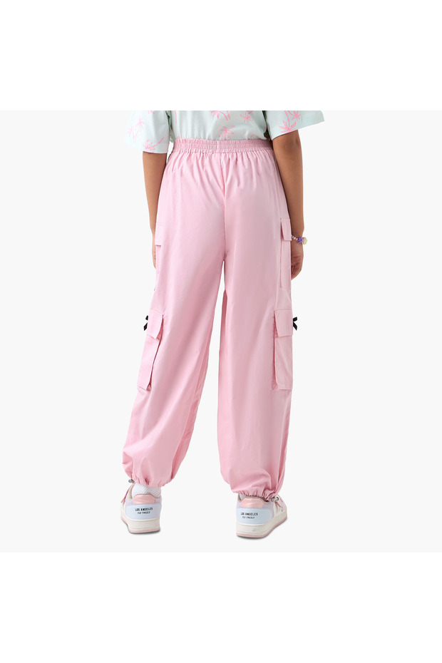 Solid Pants with Pockets and Semi-Elasticated Waistband - 3