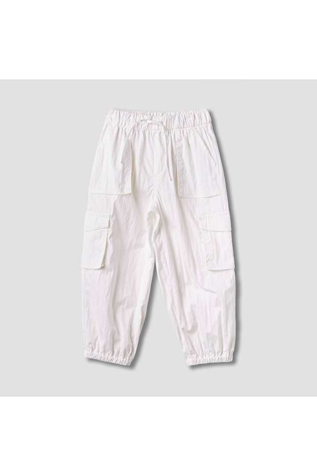 Solid Cargo Joggers with Pockets - 1