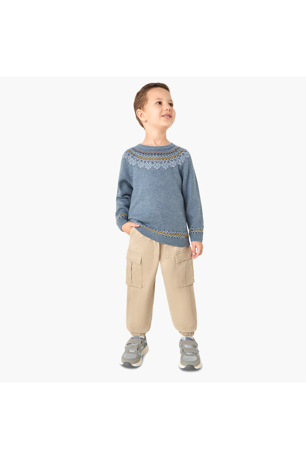 Solid Cargo Joggers with Drawstring Closure - 2