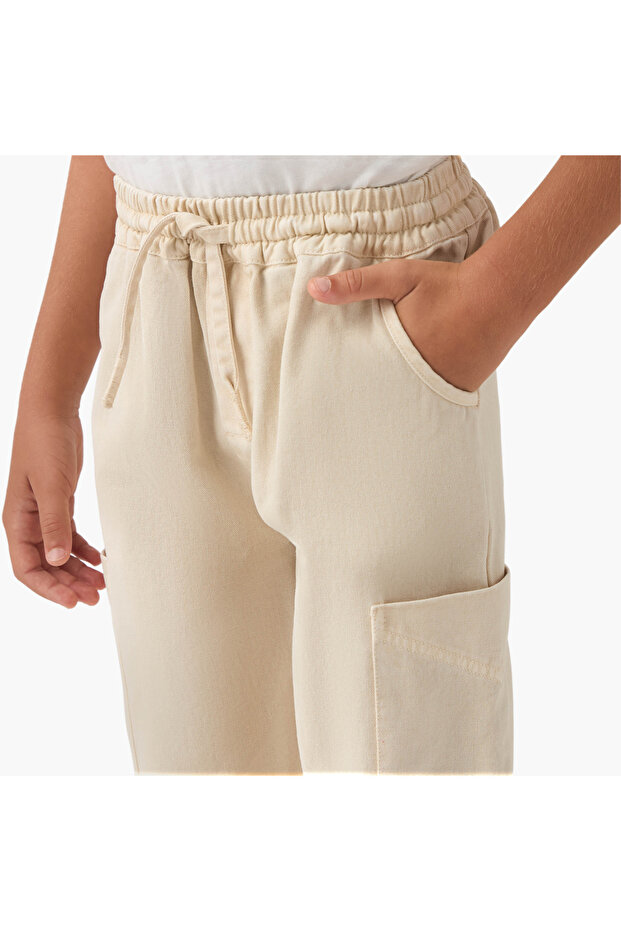 بنطال رياضي سادة مع رباط إغلاق وجيوب - 4