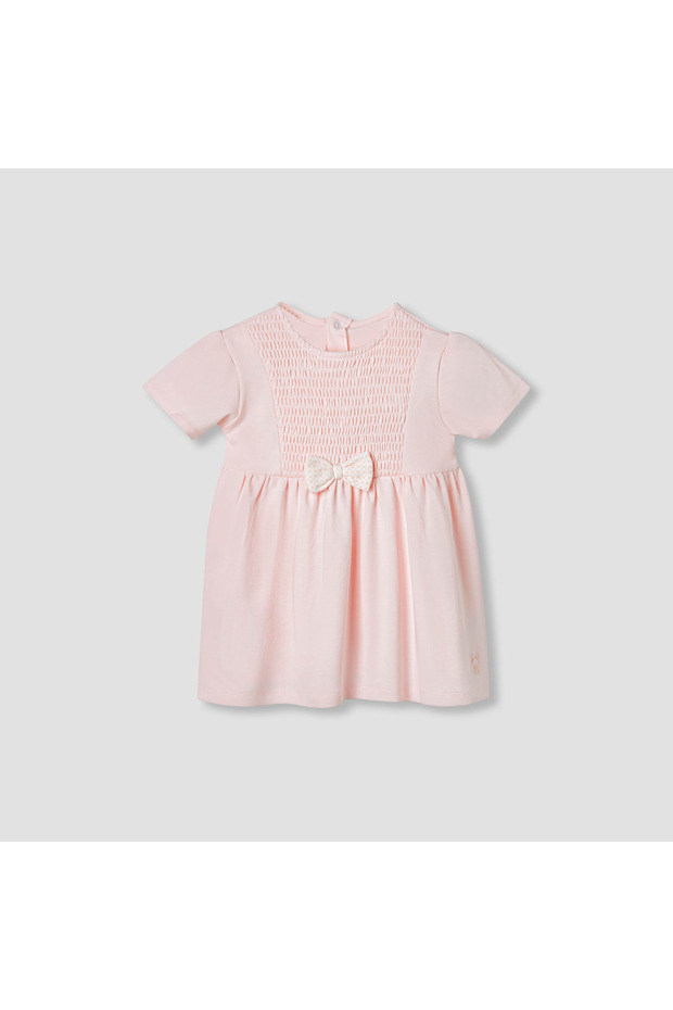 Smocked Detail A-line Dress with Bow