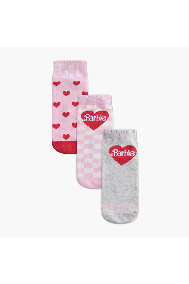 Girls Socks with Barbie Print - Set of 3