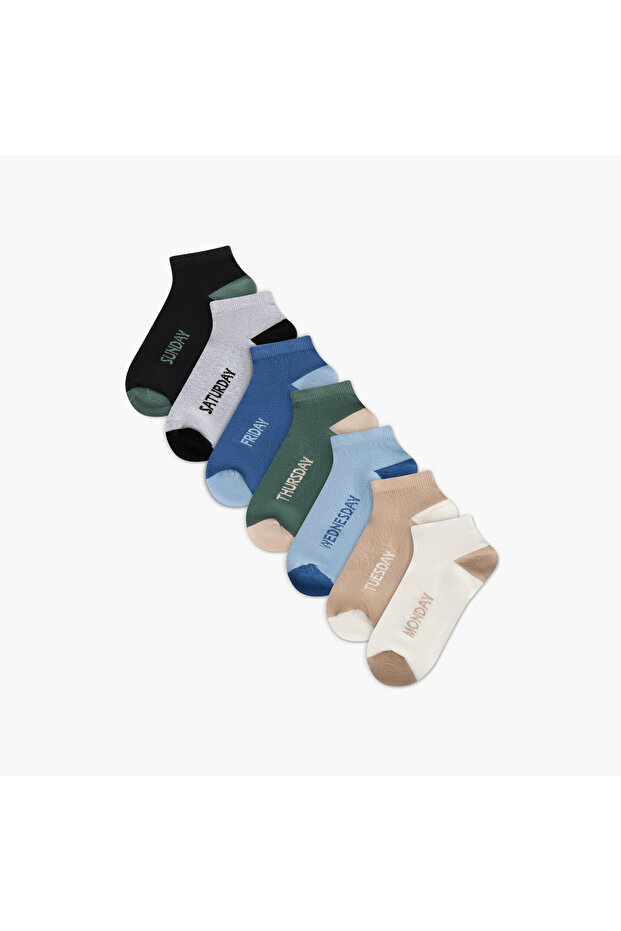 Days of The Week Print Ankle Length Socks - Set of 7