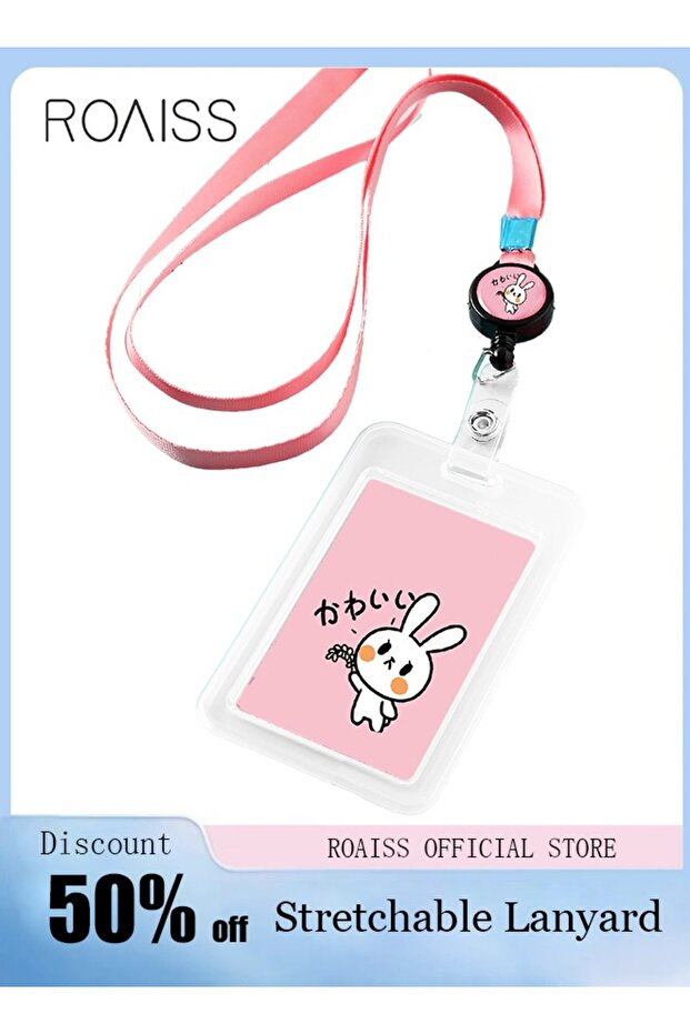 Retractable Lanyard Card Holder Cute Easy-to-pull Buckle for Student Access Control Transportation S