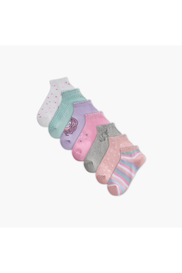 Unicorn Print Ankle Length Socks - Set of 7