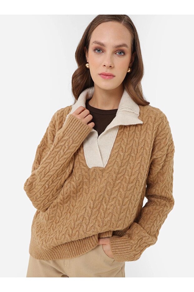 Triko Kazak - Camel - Vizon - - 2