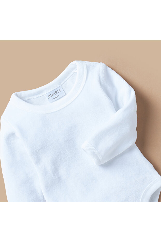 بدلة جسم سادة بأكمام طويلة ورقبة دائرية - 2