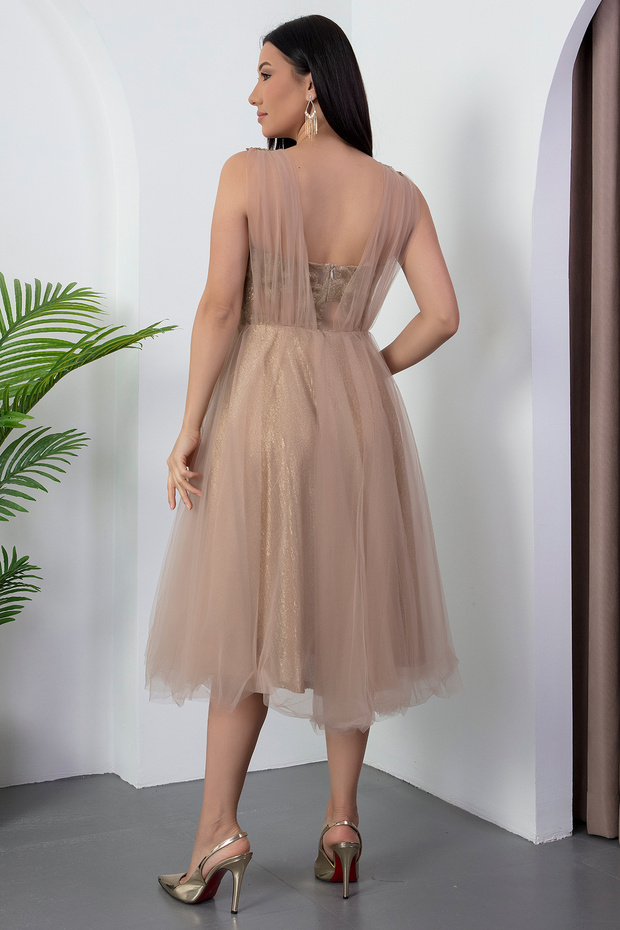 Tül Detaylı Abiye Elbise Y-1039 - 7