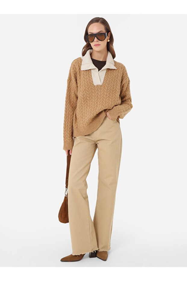 Triko Kazak - Camel - Vizon - - 1