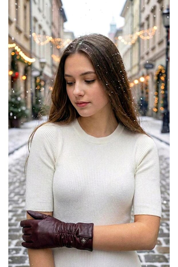 Long Genuine Leather Women's Gloves