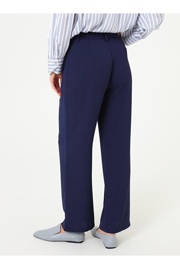Önü Nervür Detaylı Basic Pantolon - Lacivert - - 5