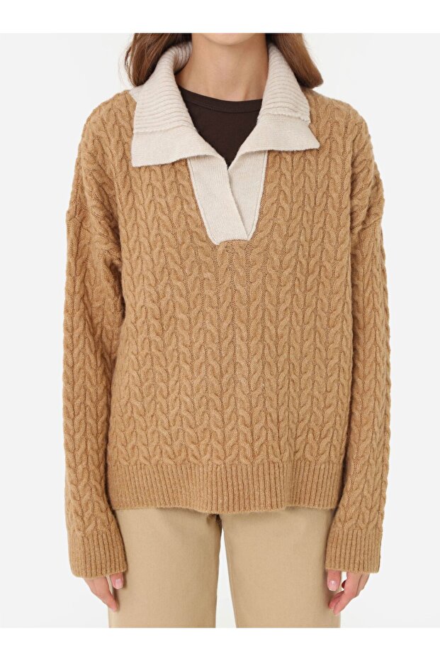 Triko Kazak - Camel - Vizon - - 3