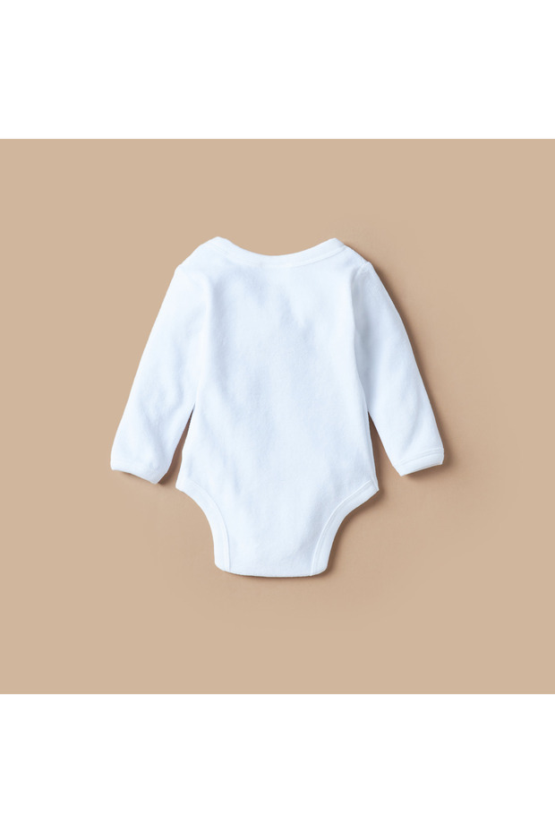 بدلة جسم سادة بأكمام طويلة ورقبة دائرية - 4