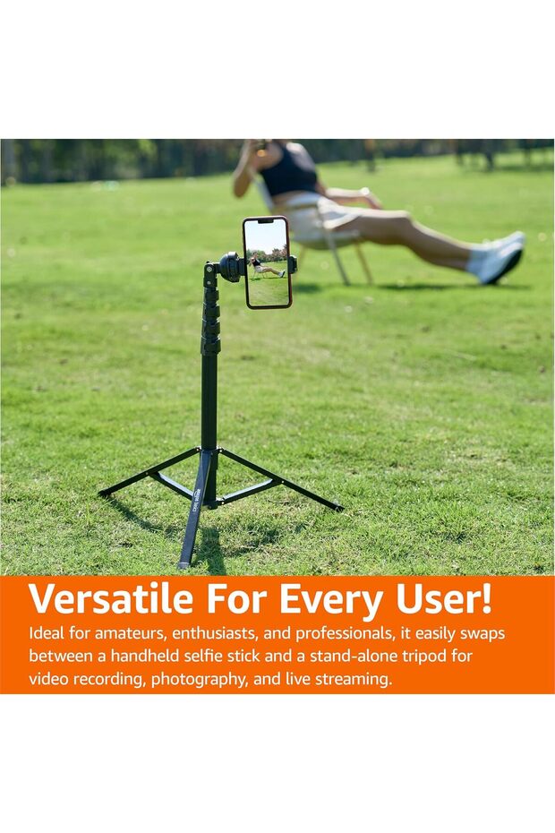 حامل ثلاثي القوائم قابل للتمديد للهواتف الذكية، أسود - 6