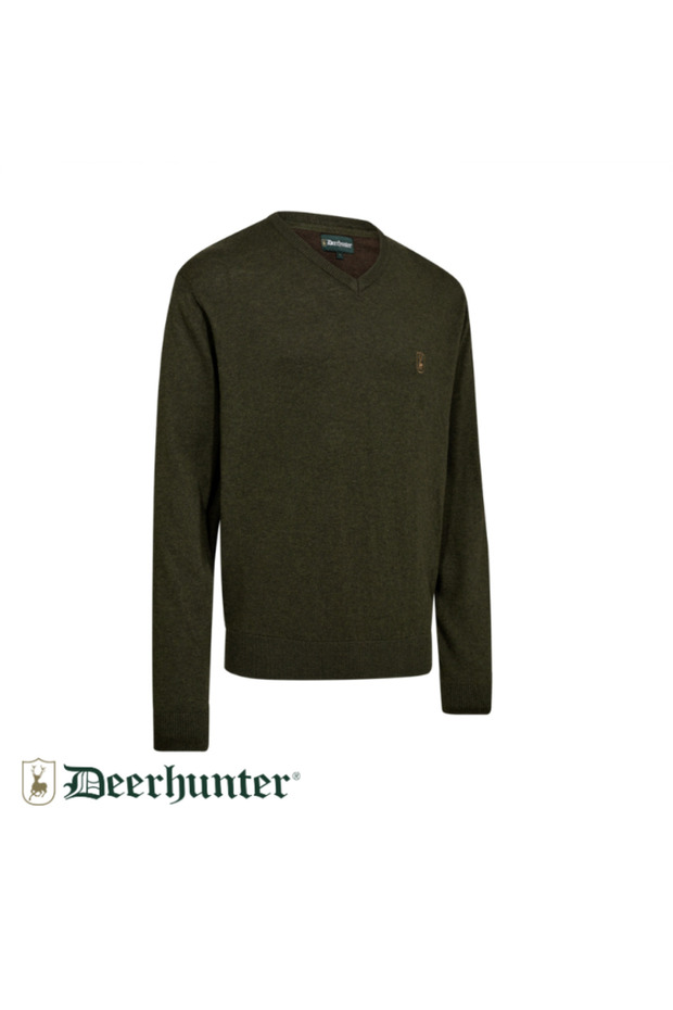 Harrington V-Neck Green Sweater