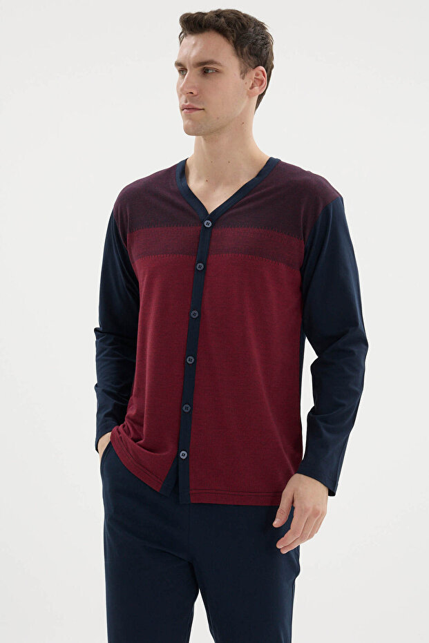 New Season 2026 Men's Stylish Design Buttoned Pajama Set