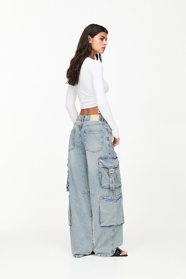 Geniş paça kargo jean - 2