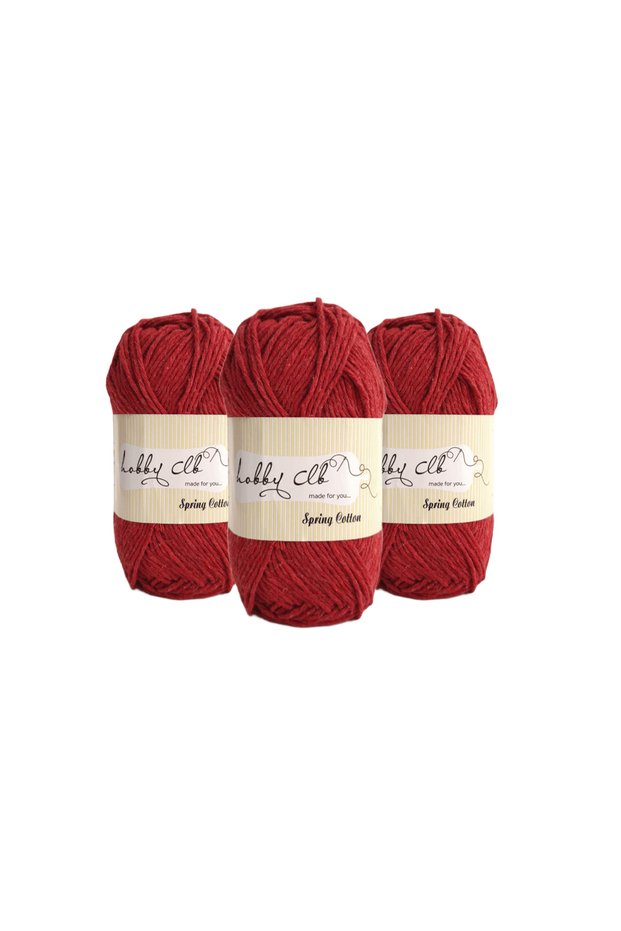 Cotton Amigurumi and Punch Yarn 100 Gr. 3 Pieces Red