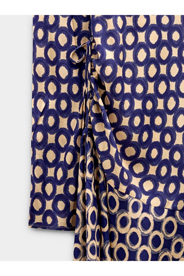 Desenli Midi Elbise - 6