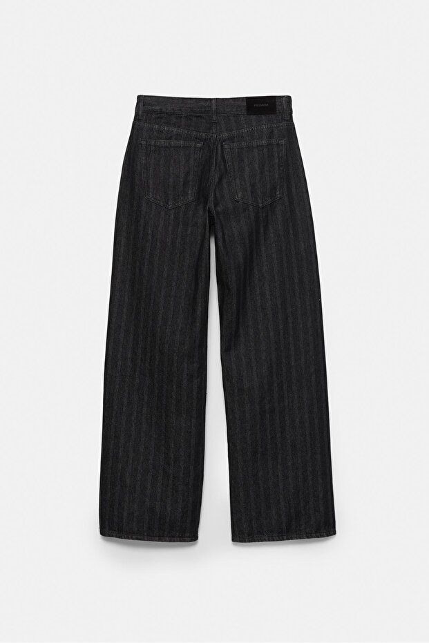 Çizgili bol kesim jean - 7