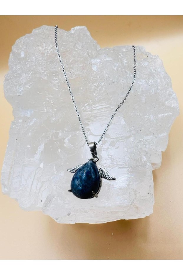 Certified Lapis Lazuli Natural Stone Angel Wing Detailed Necklace