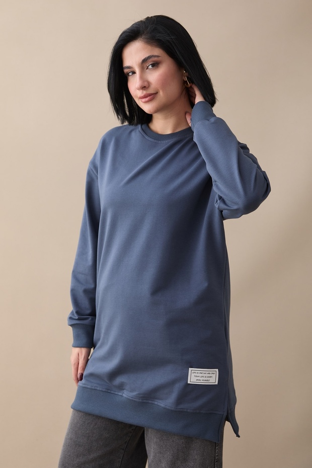 Etiket Detay Basic Gri Tunik - 5