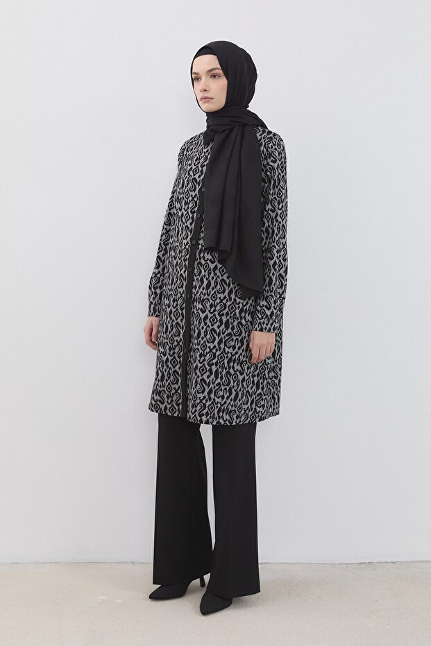 Plus Size Patterned Viscose Tunic Black - 2