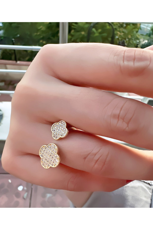 خاتم قابل للتعديل مرصع بالحجر والبرسيم - 2