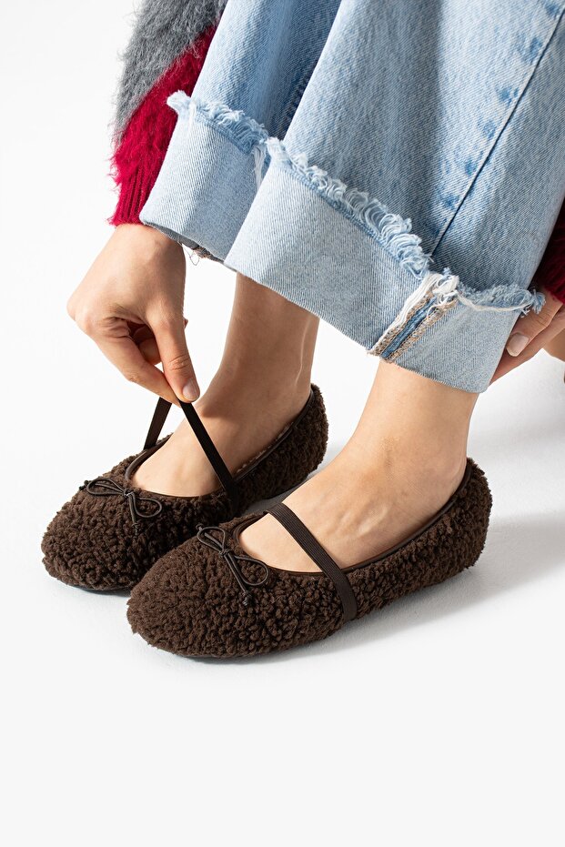 Patrun Rabbit Curly Fur Ballerina Ballet Shoes