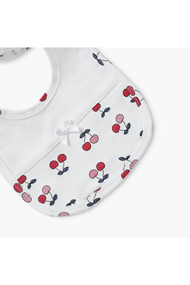 مريلة مطبوعة بالكامل بنقشة الكرز مع إغلاق بأزرار - 3