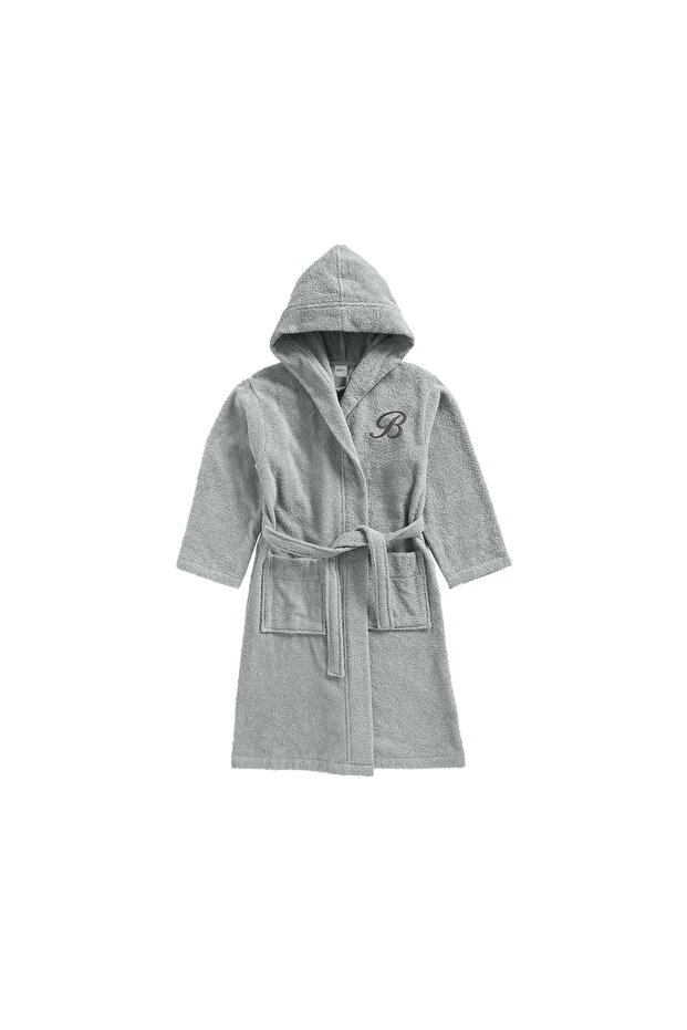 Kids Hooded Bathrobe | Monogrammed Letter 'B' | Soft Cotton Comfort