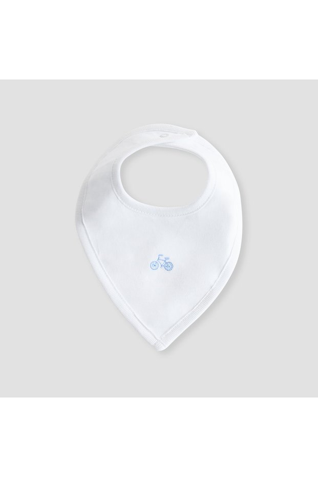 Bicycle Embroidered Bib with Button Closure