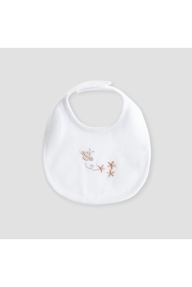 Bee Embroidered Bib with Button Closure