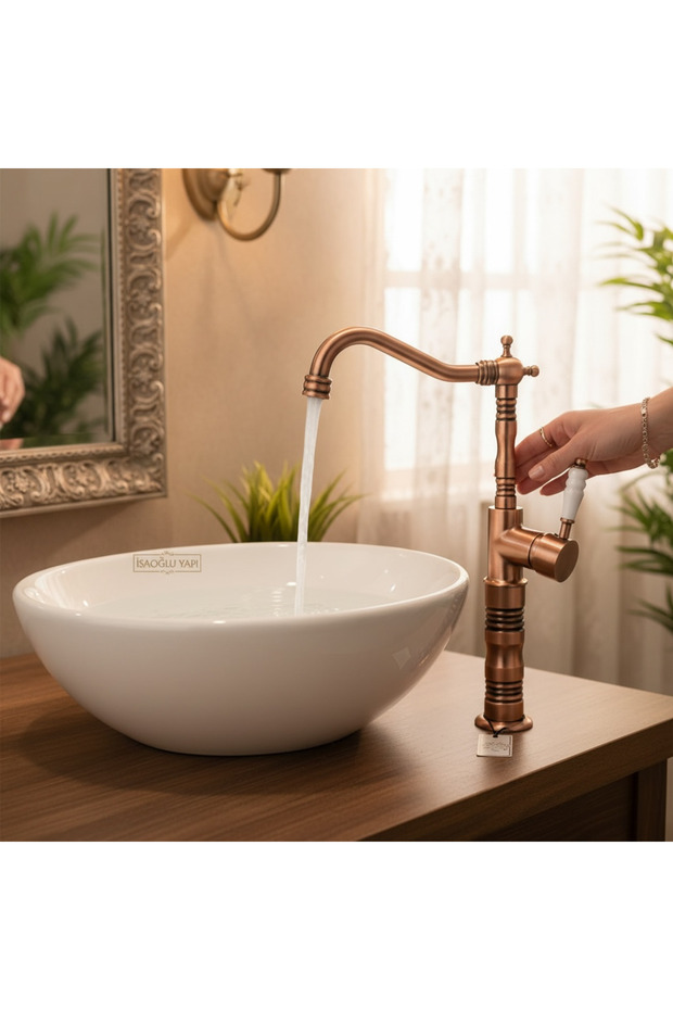 Matte Bronze Bowl Sink Faucet High Model Bowl Compatible Fixture Rustic Design Matte Copper
