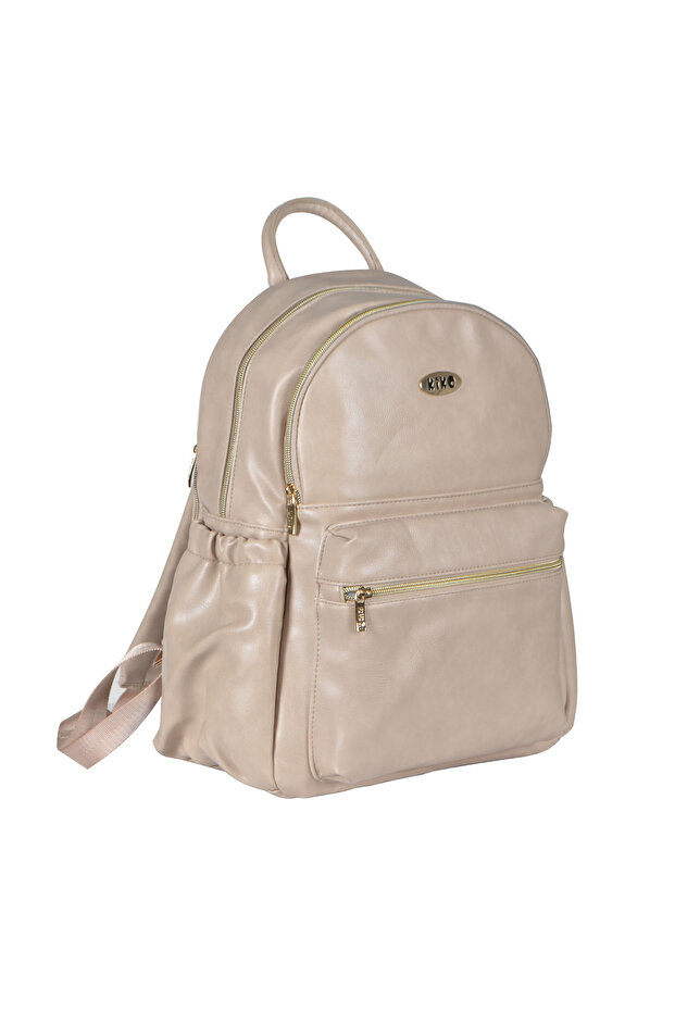LEATHER MOMMY DIAPER BAG-Beige