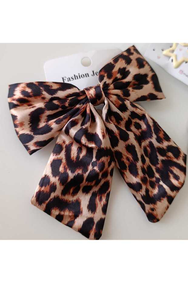 مشبك على شكل فيونكة بنقشة الفهد - 1