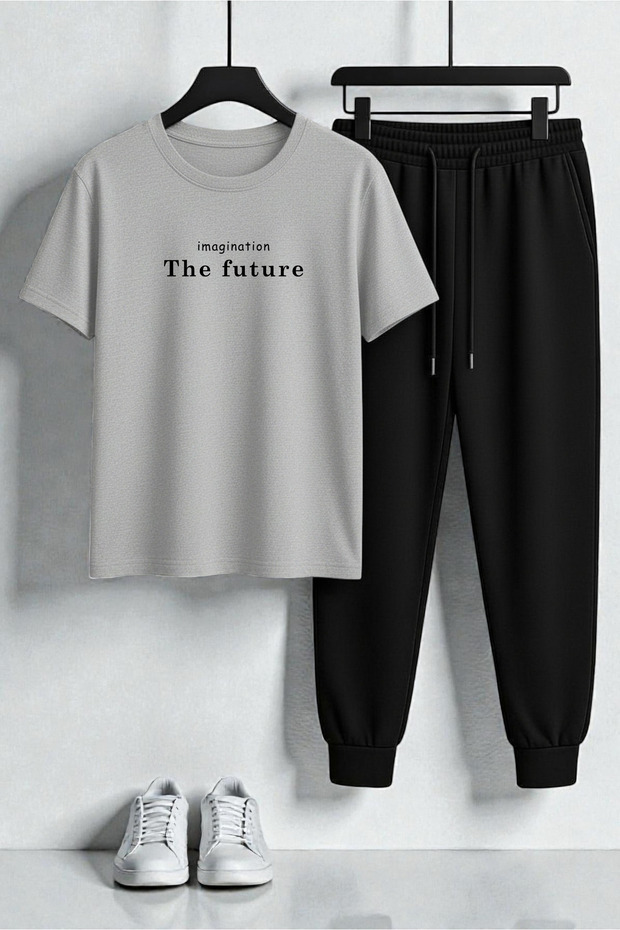 Unisex the Future Design Printed T-Shirt - 2-Piece Tracksuit Set