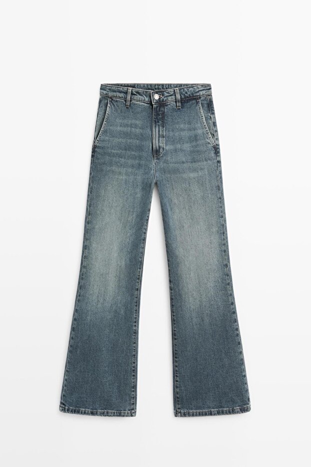 Orta bel İspanyol paça jean - 5