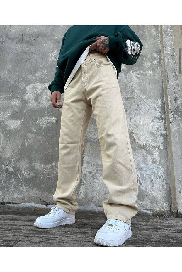 Men's Regular Fit Baggy Wide-Leg Black Jeans