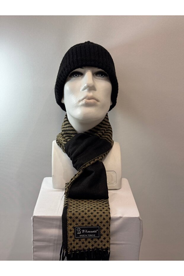 وشاح كاشول للرجال من البولي فيسكون باللون الأسود الخردلي