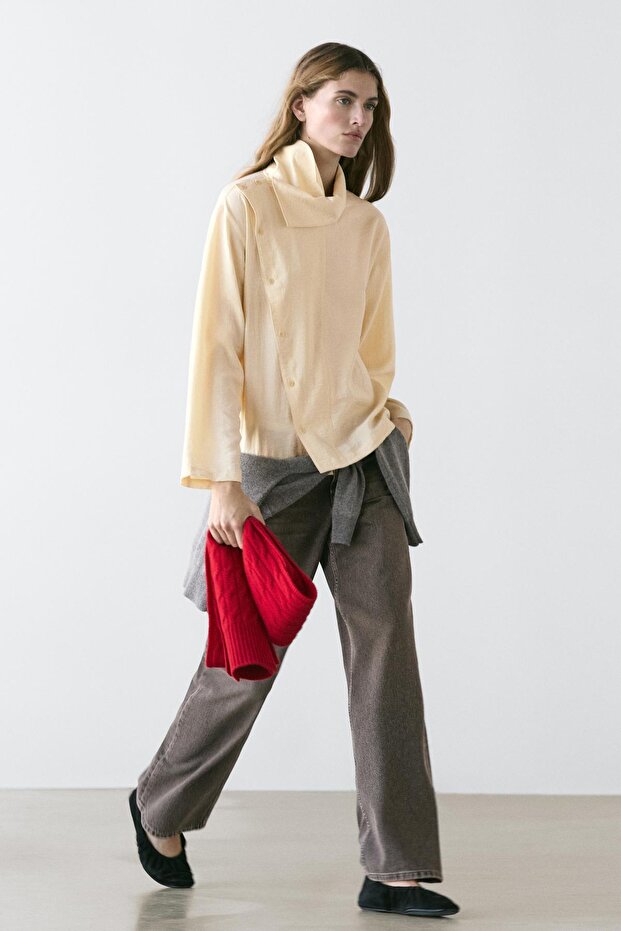 Çapraz düğmeli gömlek - 2