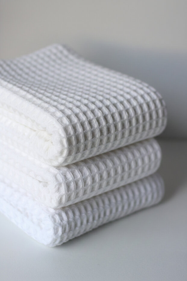 100% Cotton 3-Piece Waffle Hand and Face Towel Set - 40X80 Cm, Bohemian, Gift, Dowry, Guest, Kitchen