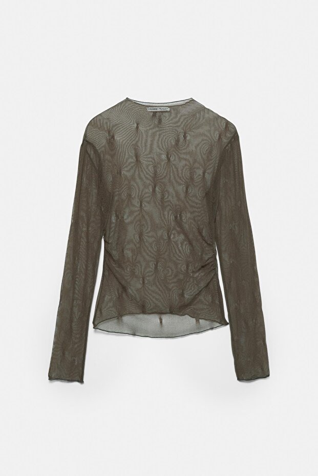 Şeffaf uzun kollu üst - 6