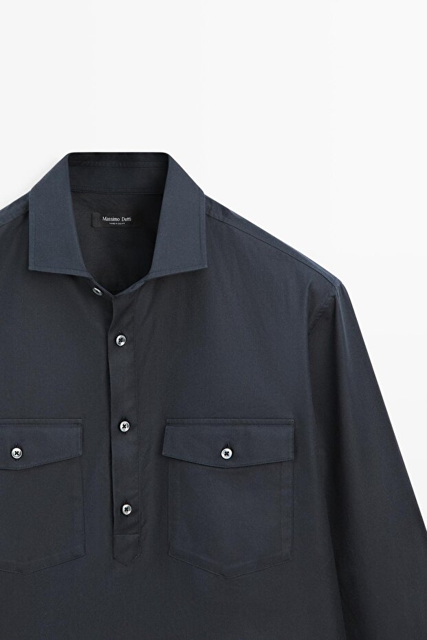 Cepli pamuklu gömlek - 6