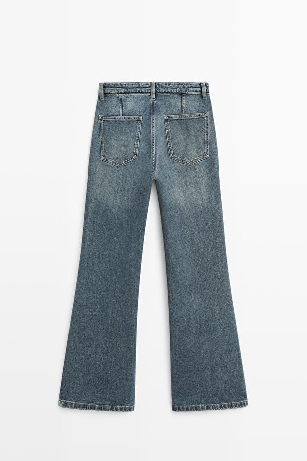 Orta bel İspanyol paça jean - 8