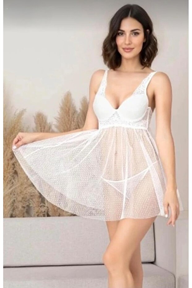 قميص نوم قصير من التول-N5402