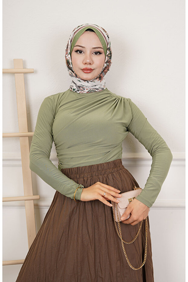 BLUZ PİLE DETAYLI - 2